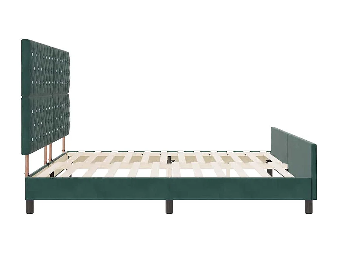 Lit double | Lit adulte | Cadre de lit avec tête de lit Vert foncé 200x200 cm Velours