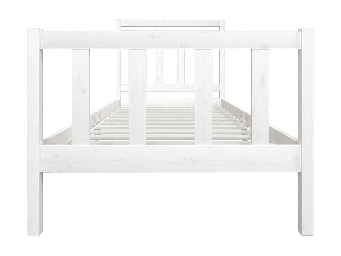 Lit simple | Lit adulte, enfant | Cadre de lit blanc bois massif 90x200 cm