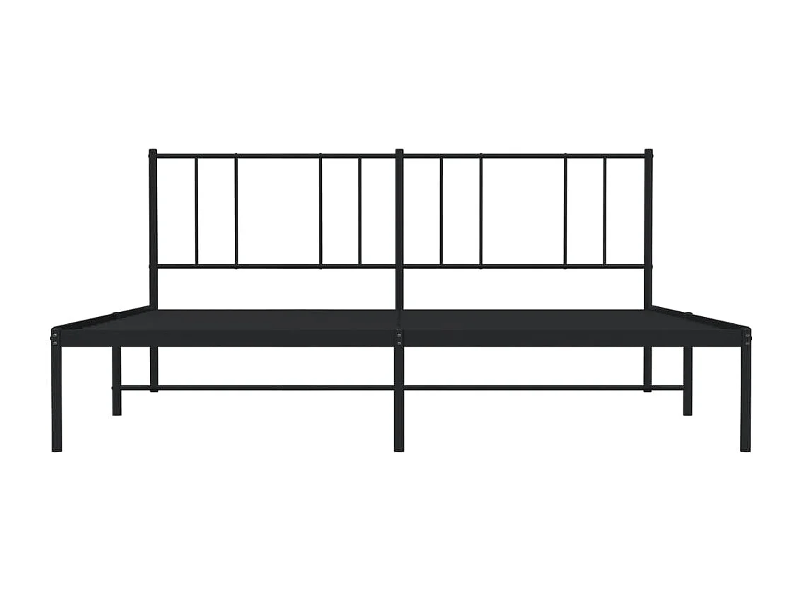 Lit double | Lit adulte | Cadre de lit métal avec tête de lit noir 200x200cm