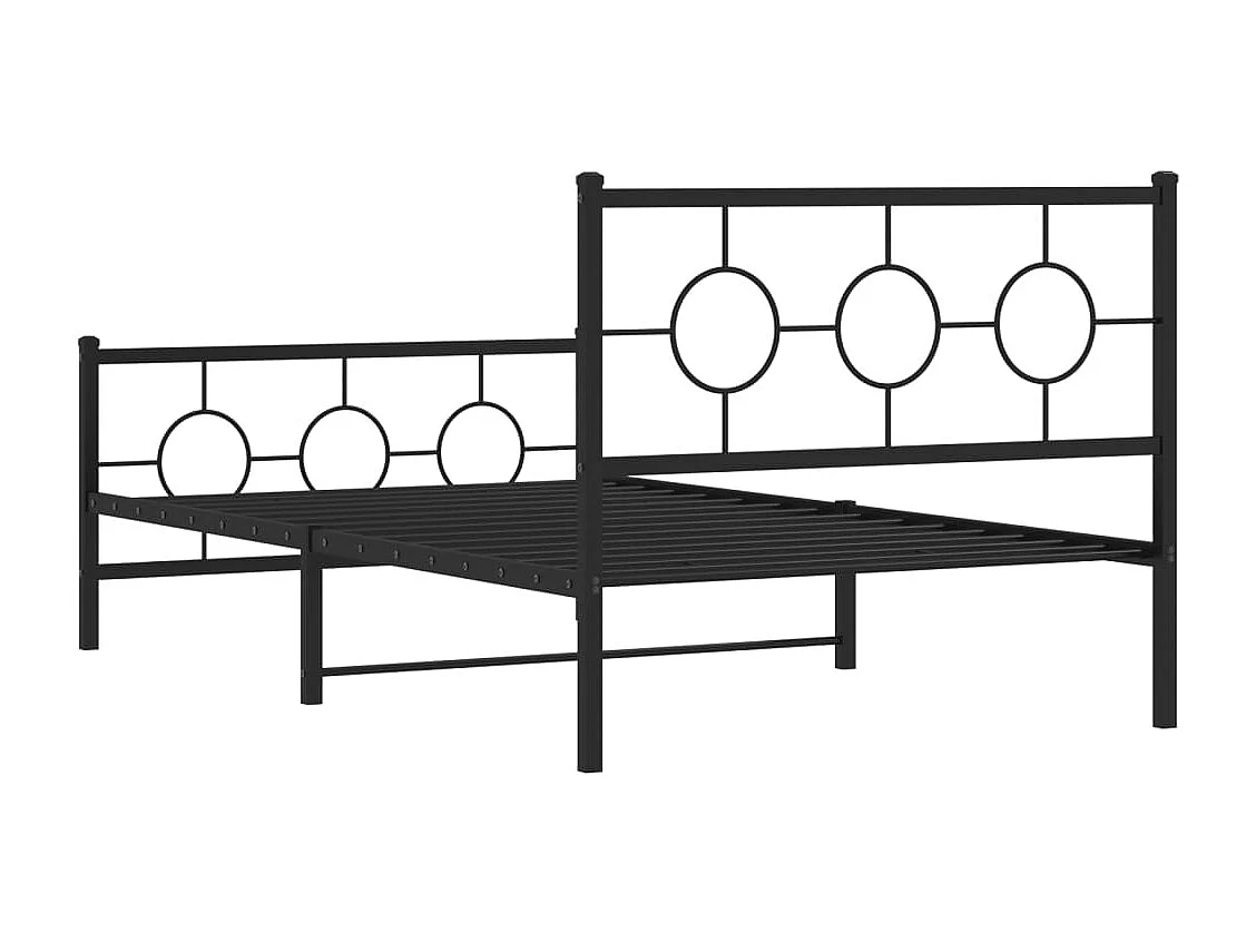 Lit simple | Lit adulte, enfant | Cadre de lit métal avec pied de lit noir 107x203cm