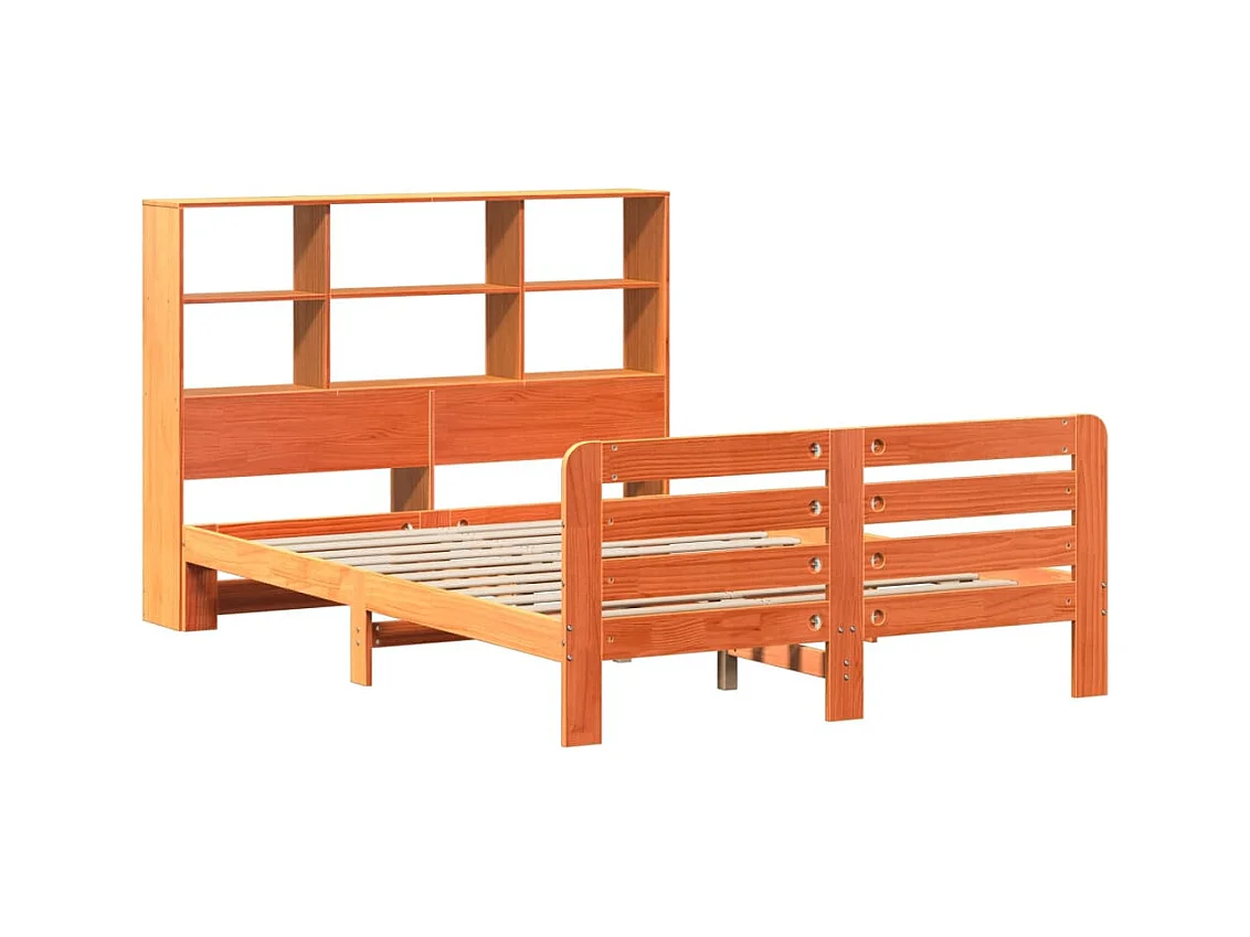 Letto per adulti | Letto matrimoniale | Giroletto senza Materasso Marrone Cera 150x200 cm Legno di Pino