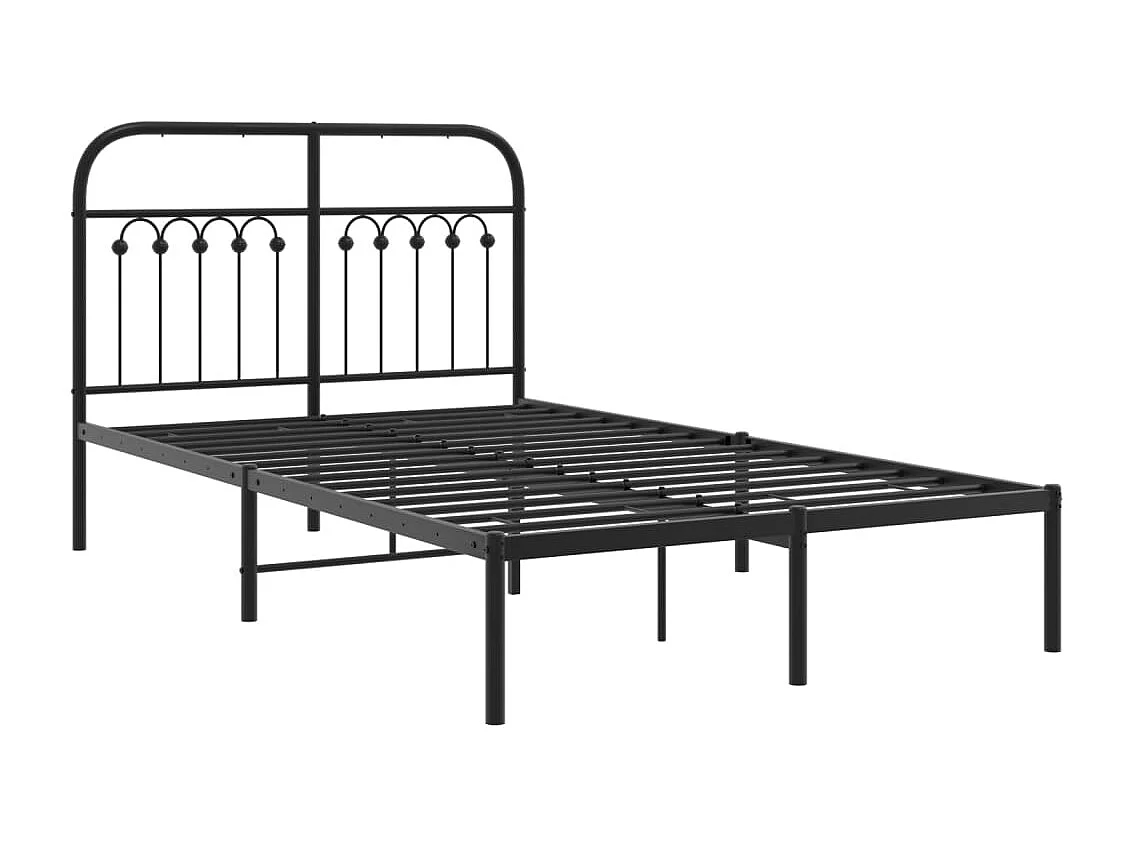 Lit simple | Lit adulte, enfant | Cadre de lit métal avec tête de lit noir 120x200cm