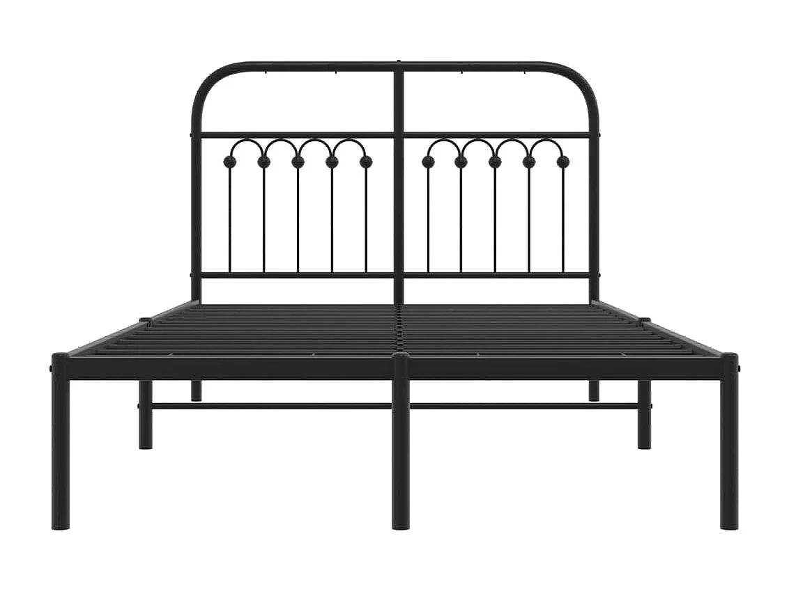Lit simple | Lit adulte, enfant | Cadre de lit métal avec tête de lit noir 120x200cm