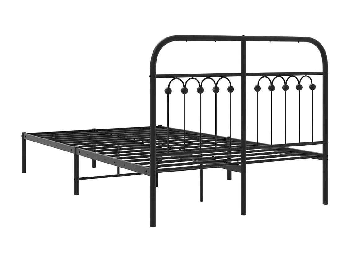 Lit simple | Lit adulte, enfant | Cadre de lit métal avec tête de lit noir 120x200cm