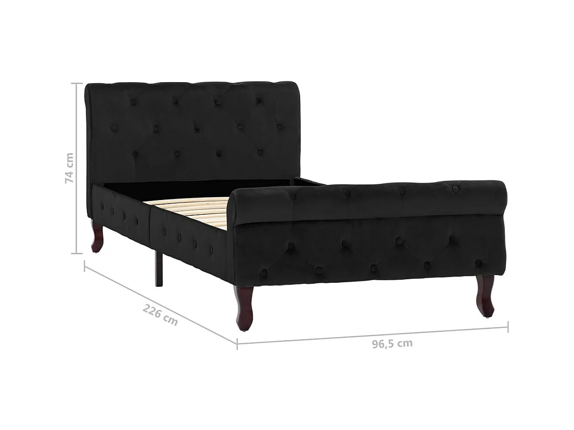 Lit simple | Lit adulte, enfant | Cadre de lit noir velours 90x200 cm