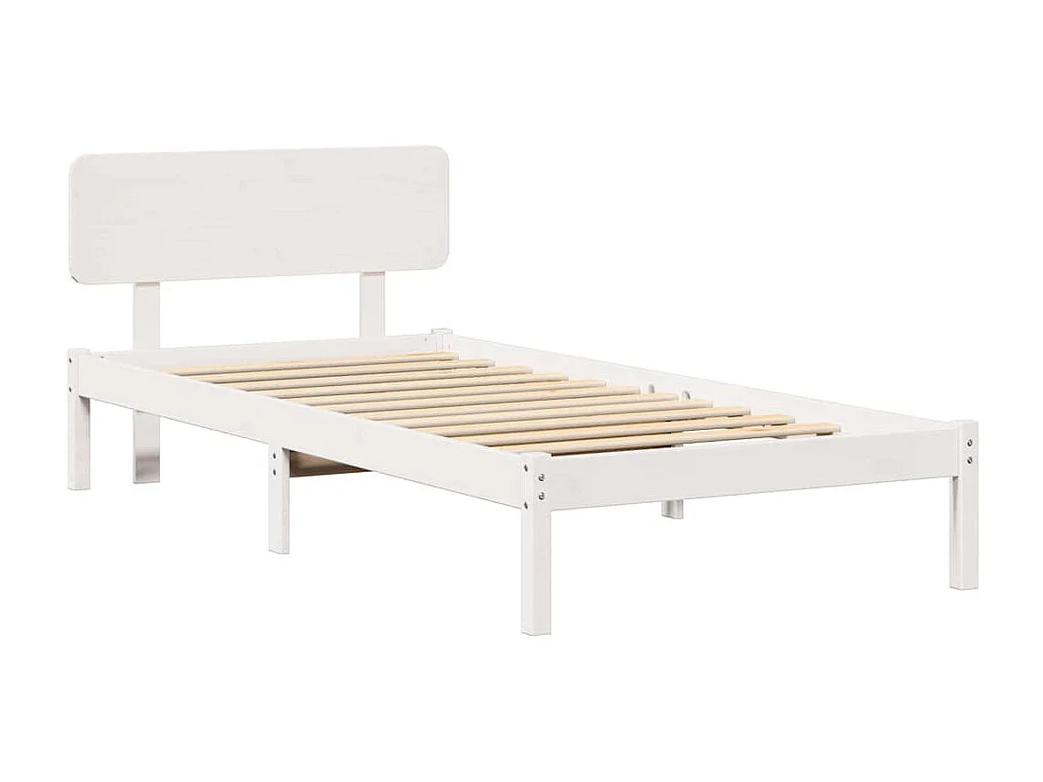 Lit simple | Lit adulte, enfant | Cadre de lit Blanc 100x200 cm Bois massif en pin