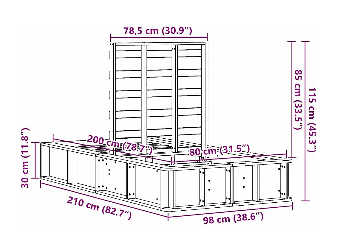 Lit simple | Lit adulte, enfant | Cadre de lit avec stockage Blanc 80x200 cm bois