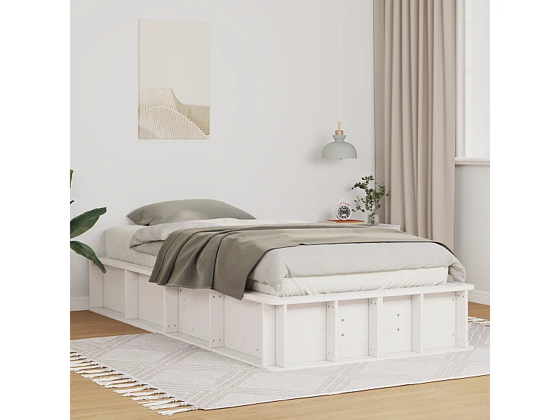 Lit simple | Lit adulte, enfant | Cadre de lit avec stockage Blanc 80x200 cm bois