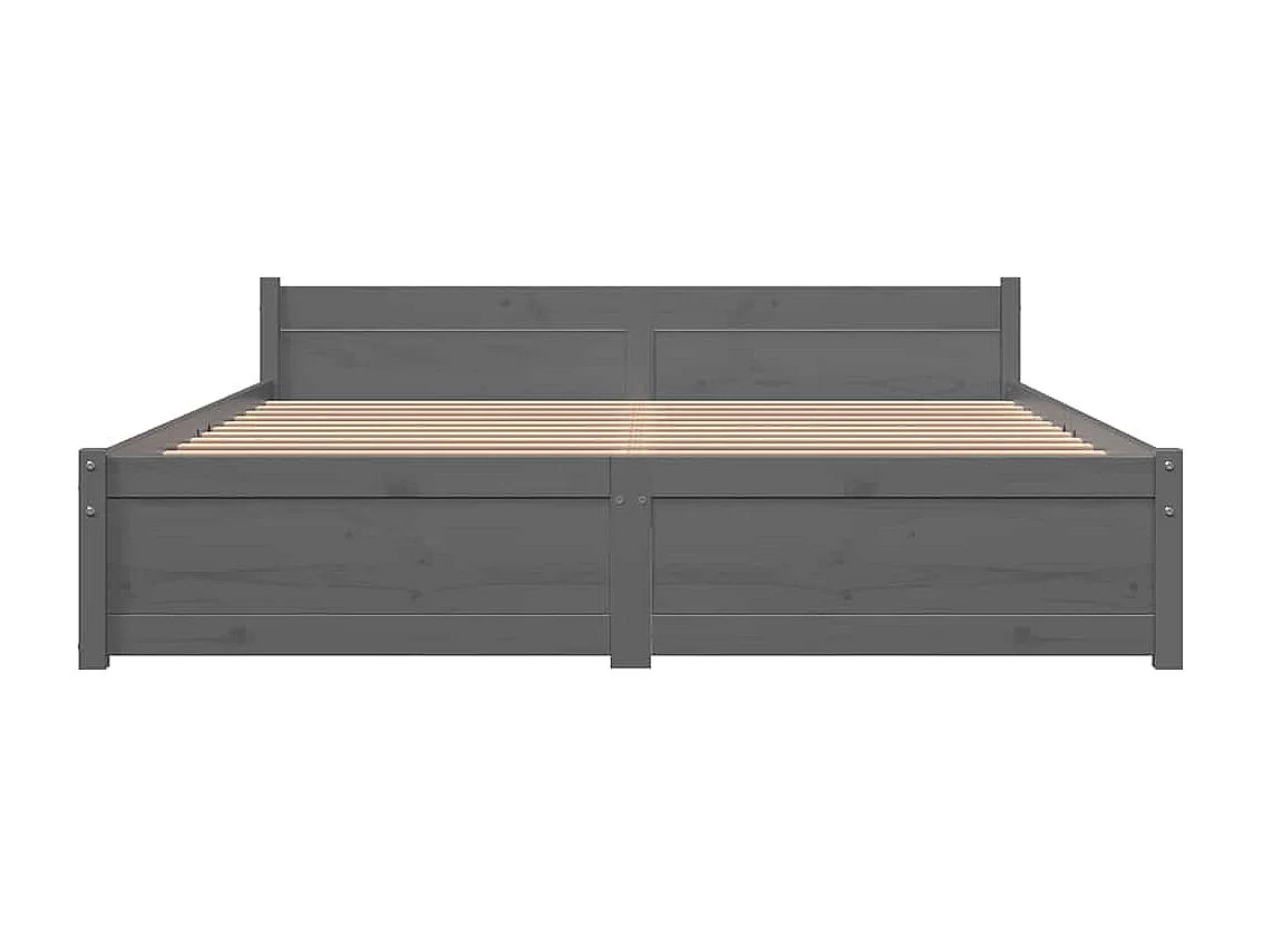 Lit double | Lit adulte | Cadre de lit gris bois massif 135x190 cm