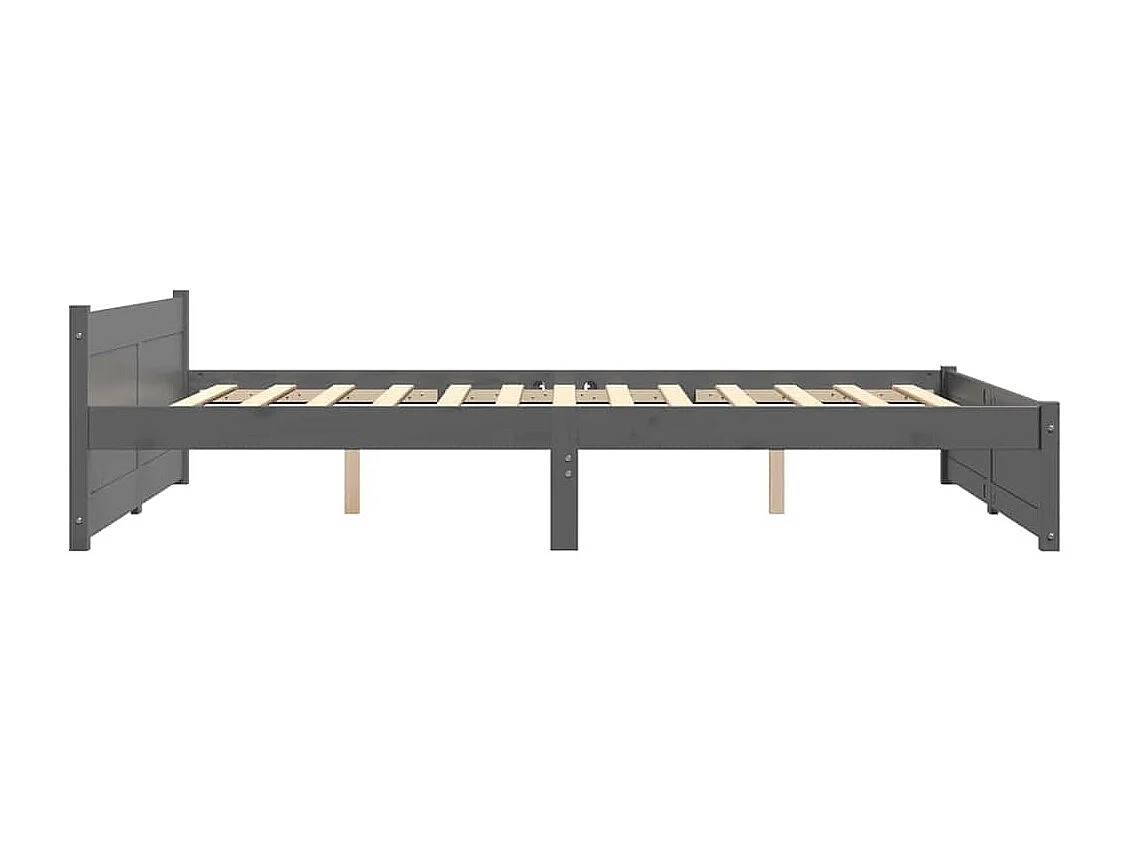 Lit double | Lit adulte | Cadre de lit gris bois massif 135x190 cm