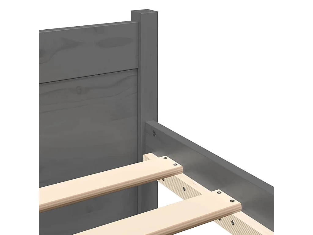 Lit double | Lit adulte | Cadre de lit gris bois massif 135x190 cm