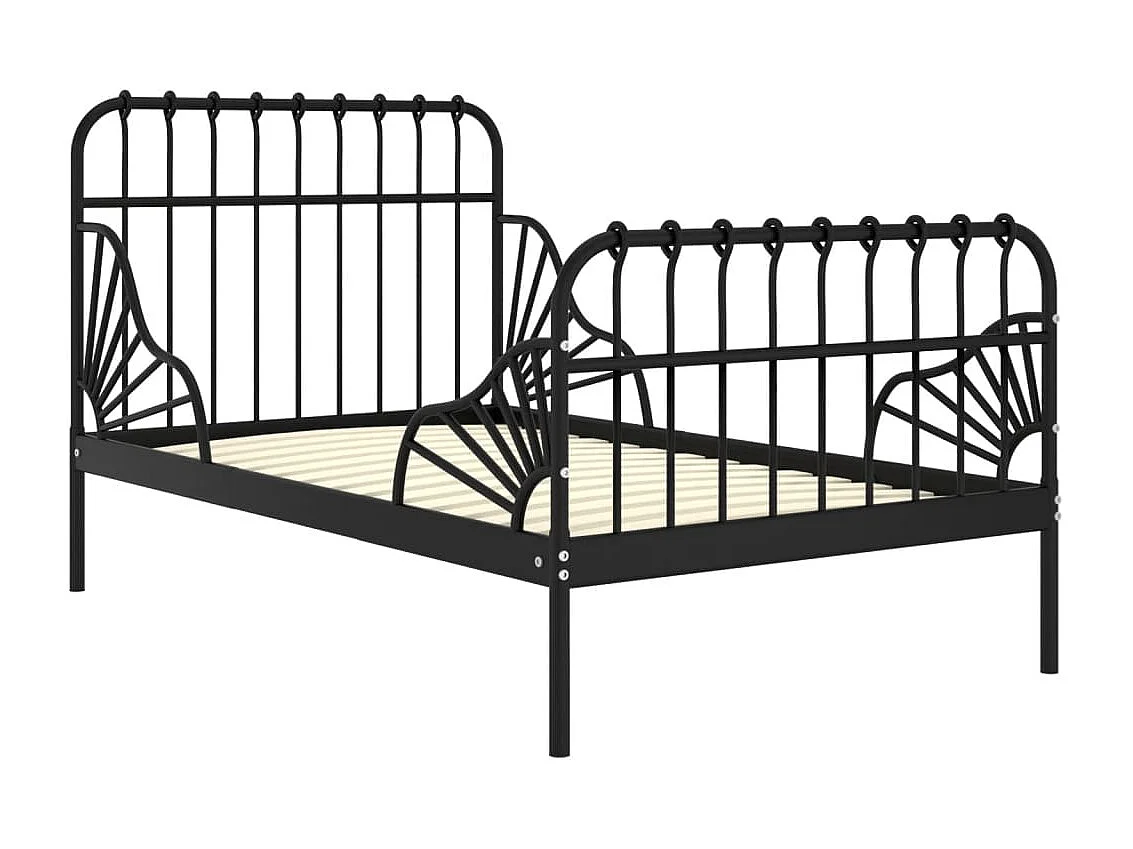 Lit simple | Lit adulte, enfant | Cadre de lit extensible Noir Métal 80x130/200 cm