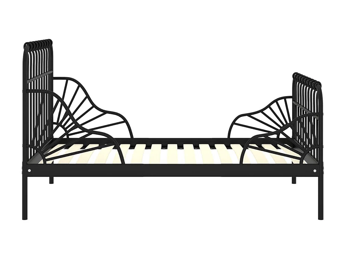 Lit simple | Lit adulte, enfant | Cadre de lit extensible Noir Métal 80x130/200 cm