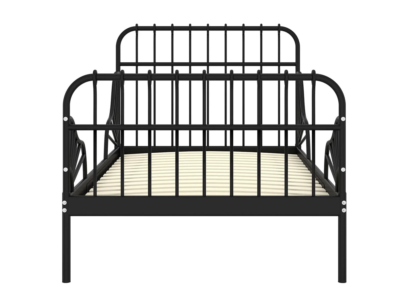 Lit simple | Lit adulte, enfant | Cadre de lit extensible Noir Métal 80x130/200 cm
