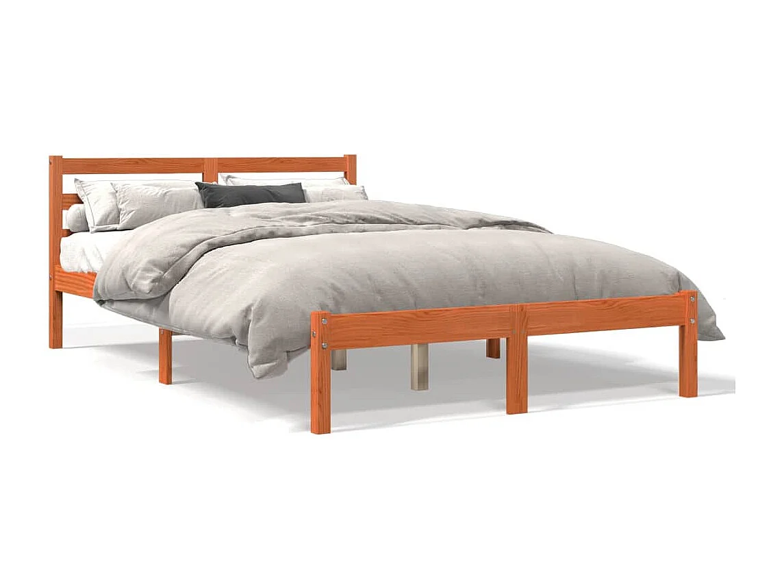 Lit double | Lit adulte | Cadre de lit cire marron 150x200cm bois pin massif