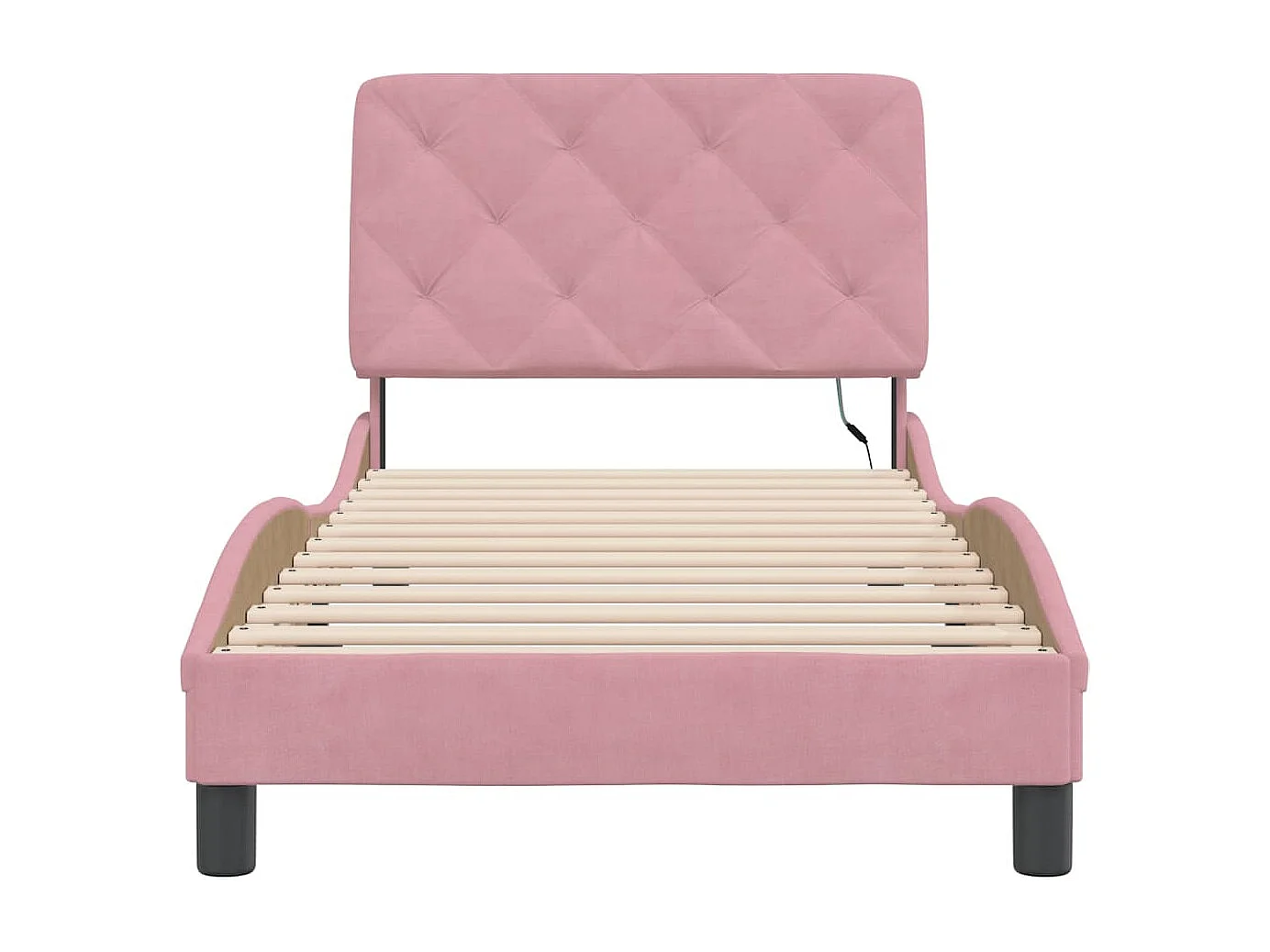 Lit simple | Lit adulte, enfant | Cadre de lit avec lumières LED rose 80x200 cm velours