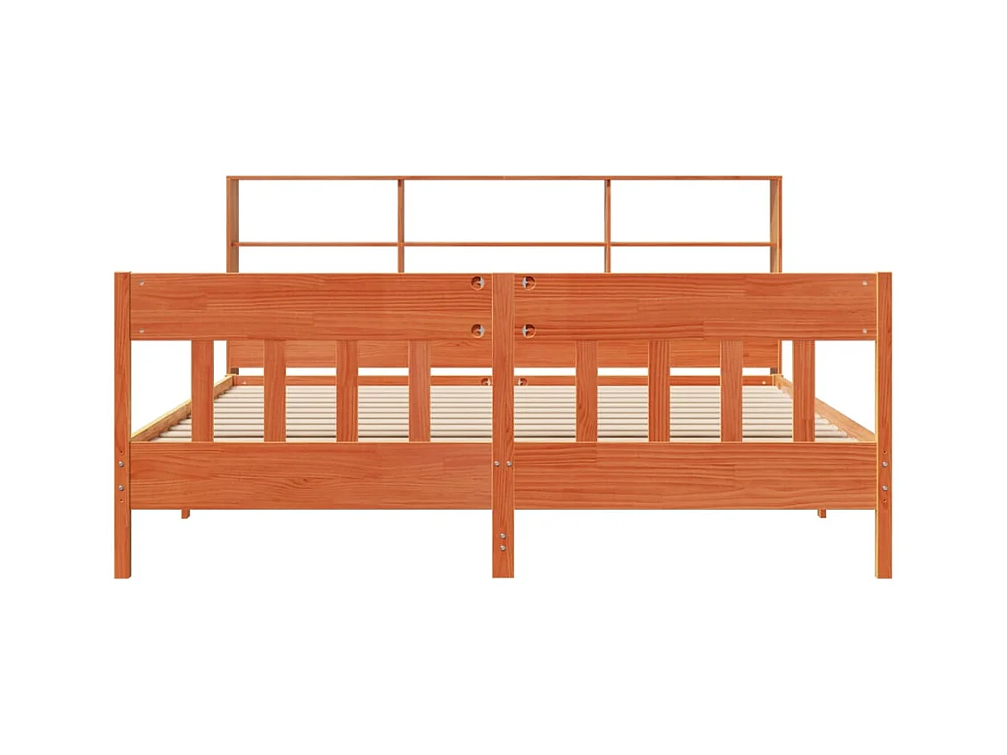 Letto per adulti | Letto matrimoniale | Giroletto senza Materasso Marrone Cera 200x200 cm Legno di Pino