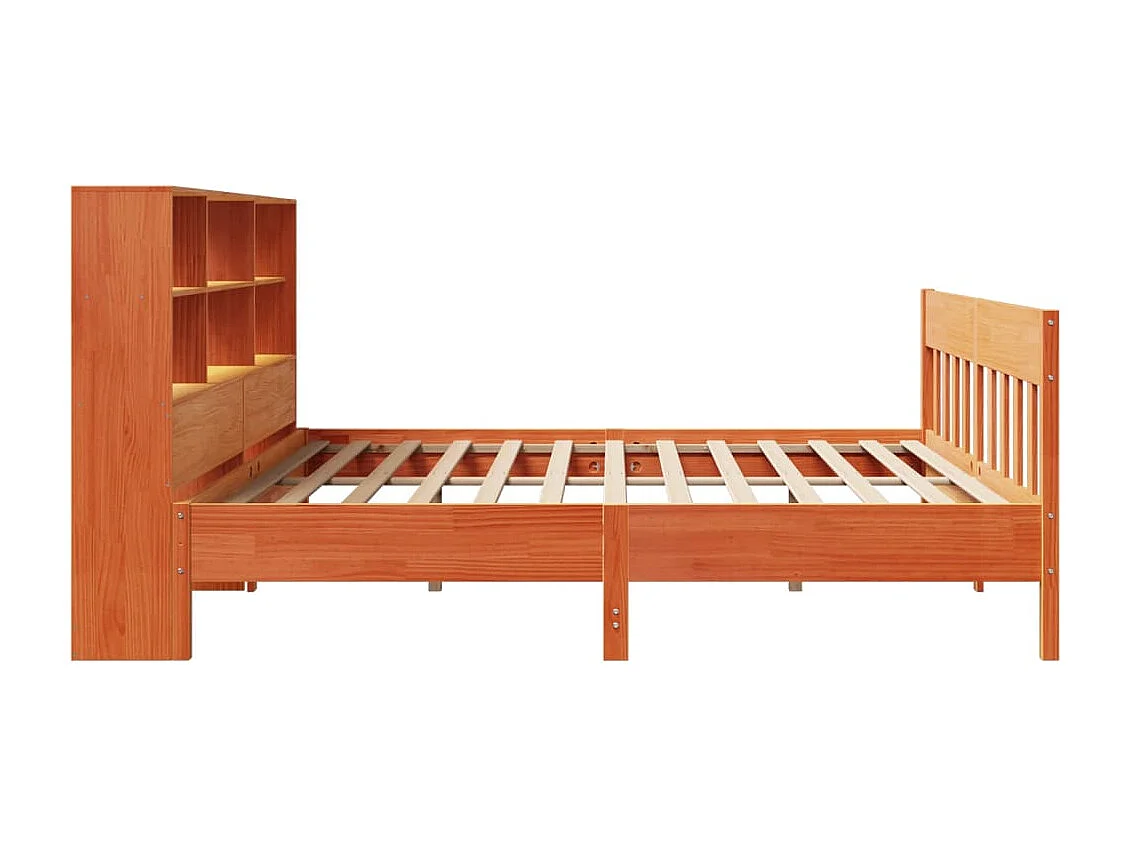 Bedframe | Tweepersoonsbed zonder matras massief grenenhout wasbruin 200x200 cm
