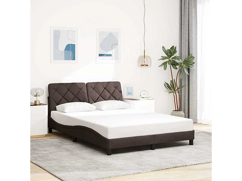Letto per adulti | Letto matrimoniale | Giroletto senza Materasso Marrone Scuro 140x200 cm Tessuto