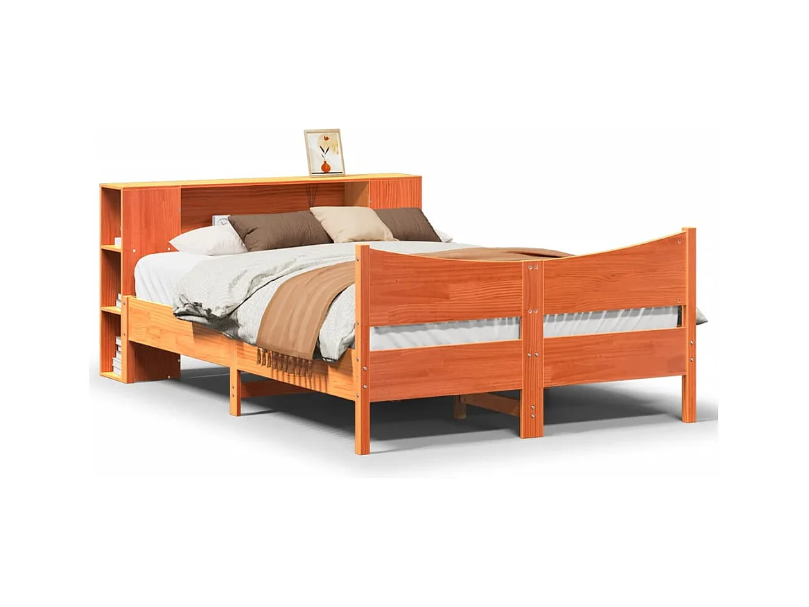 Letto per adulti | Letto matrimoniale | Giroletto senza Materasso Marrone Cera 150x200 cm Legno di Pino