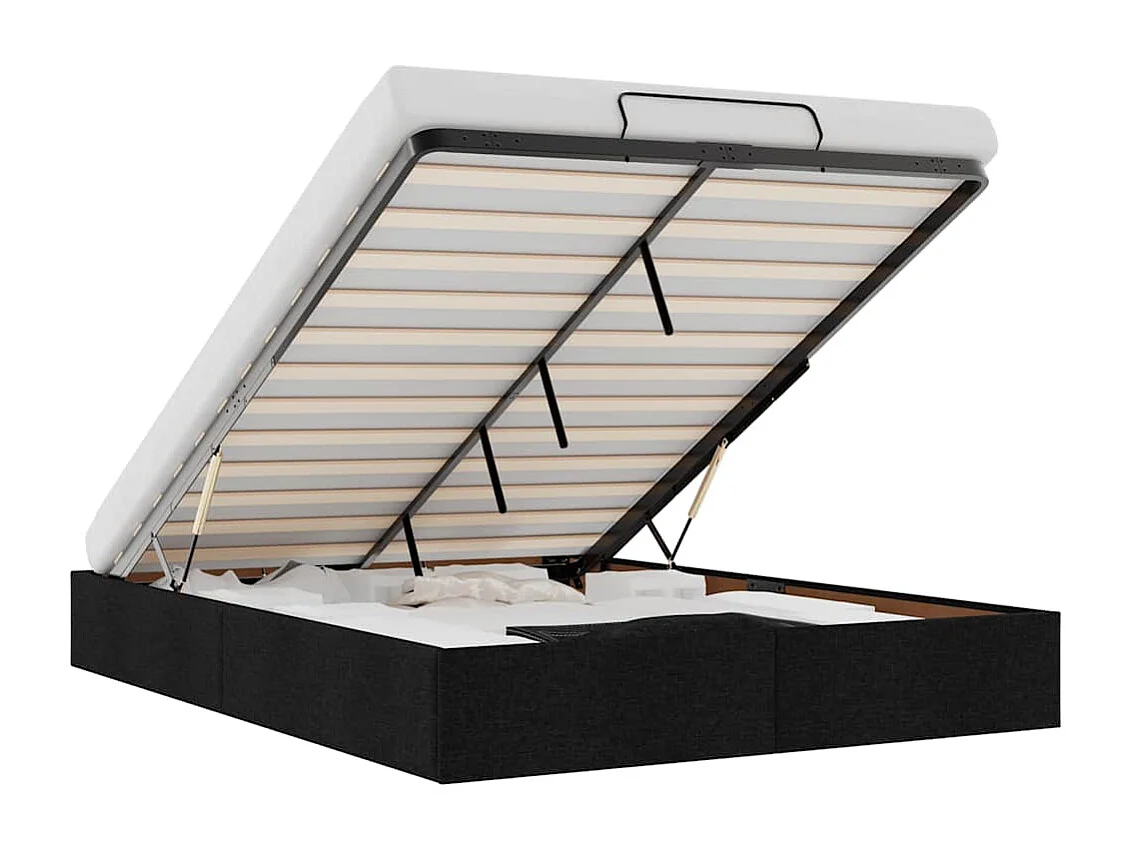 Lit double | Lit adulte | Cadre de lit ottoman noir 140x190 cm tissu