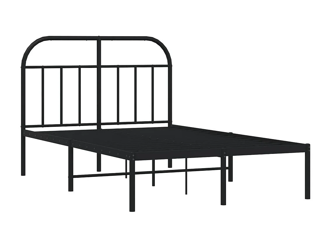 Lit simple | Lit adulte, enfant | Cadre de lit métal avec tête de lit noir 120x190cm