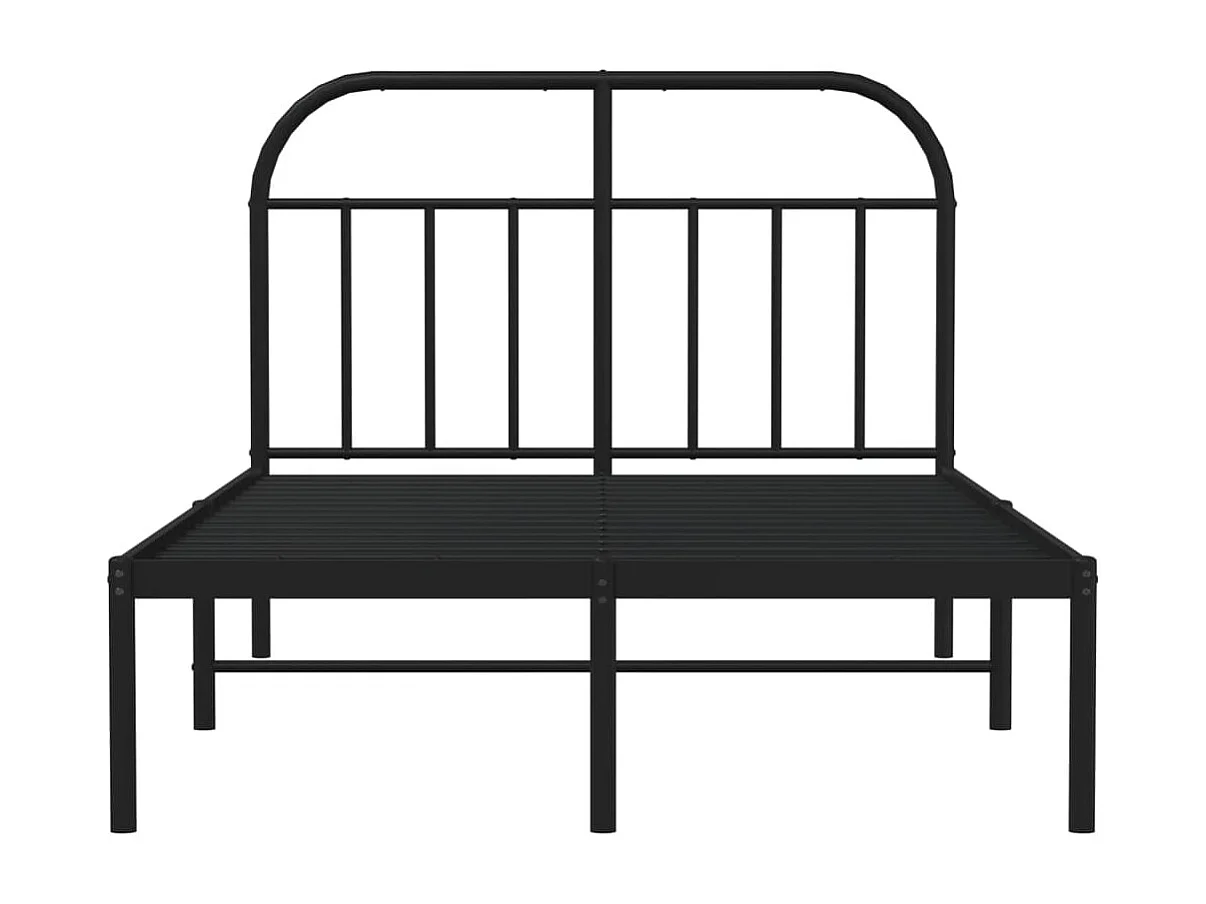 Lit simple | Lit adulte, enfant | Cadre de lit métal avec tête de lit noir 120x190cm