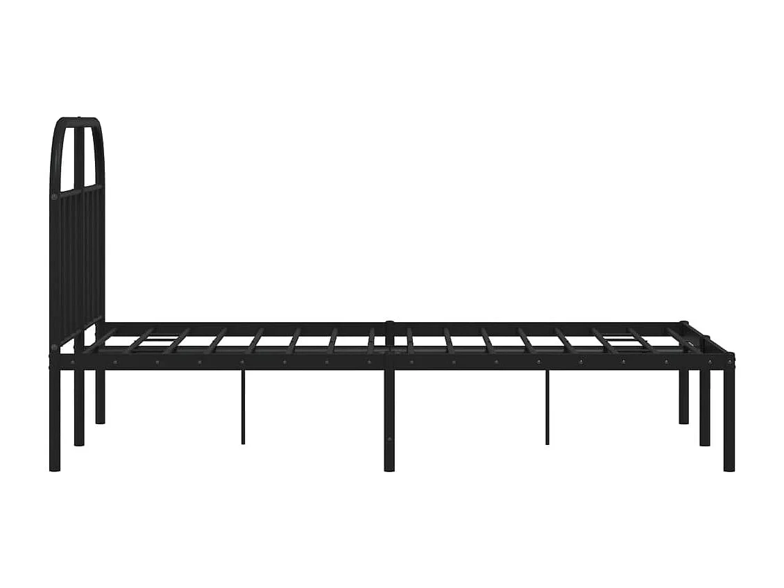 Lit simple | Lit adulte, enfant | Cadre de lit métal avec tête de lit noir 120x190cm