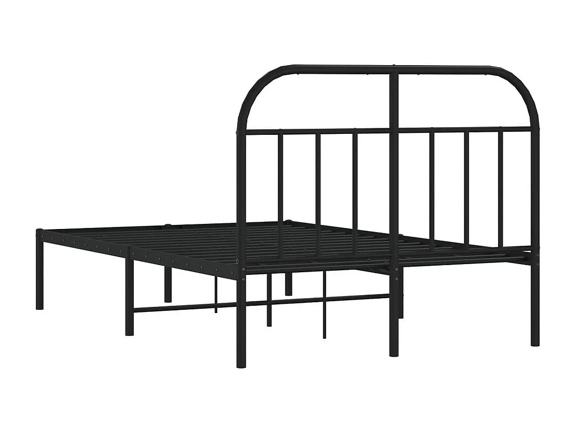 Lit simple | Lit adulte, enfant | Cadre de lit métal avec tête de lit noir 120x190cm