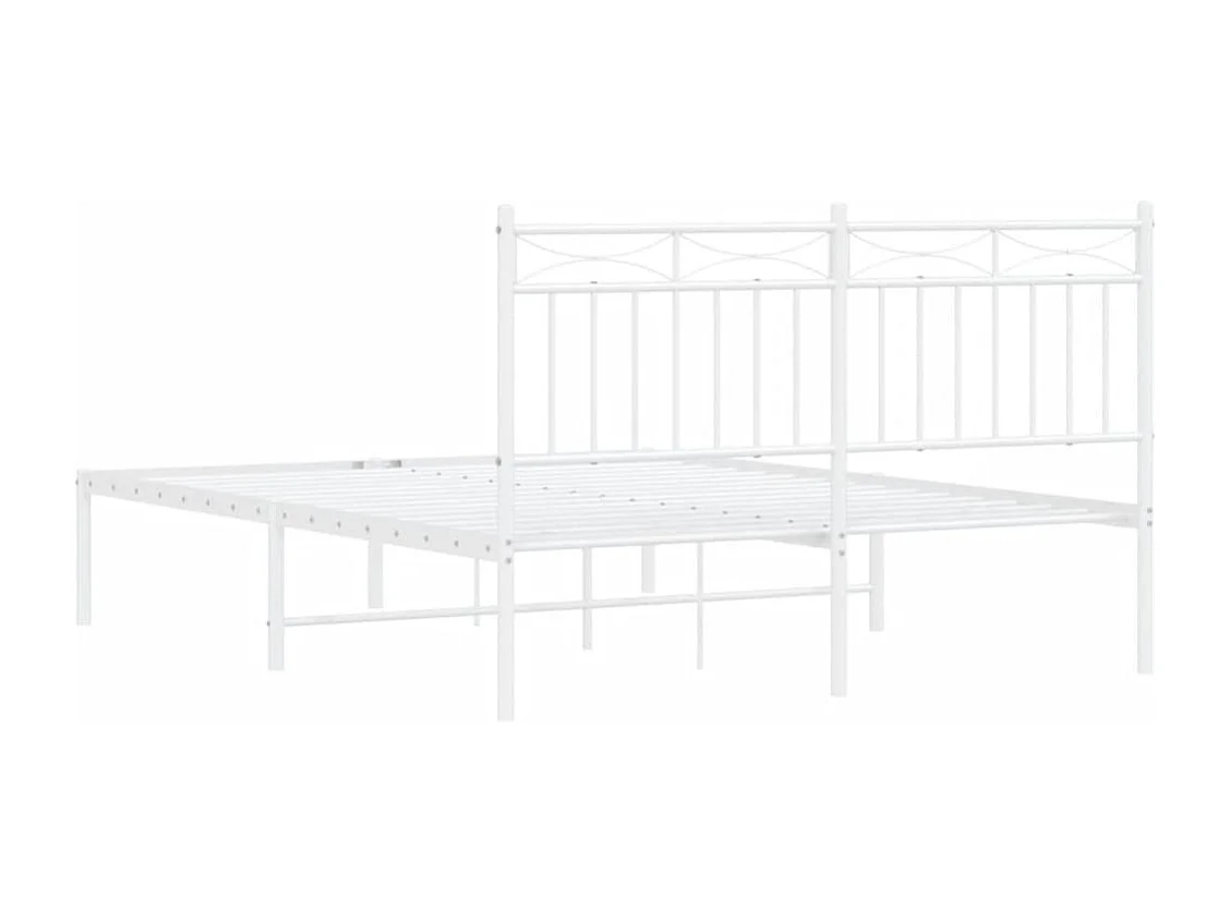 Lit double | Lit adulte | Cadre de lit métal et tête de lit blanc 140x200 cm