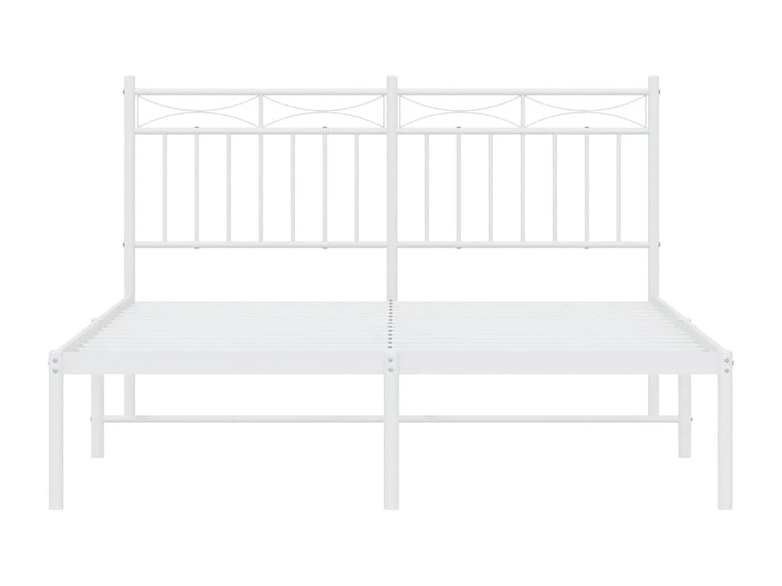 Lit double | Lit adulte | Cadre de lit métal et tête de lit blanc 140x200 cm