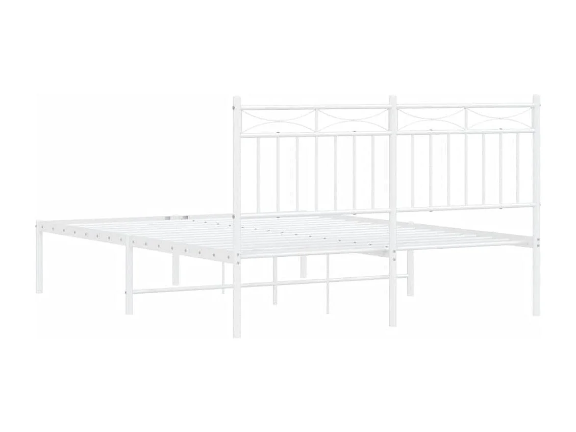 Lit double | Lit adulte | Cadre de lit métal et tête de lit blanc 140x200 cm