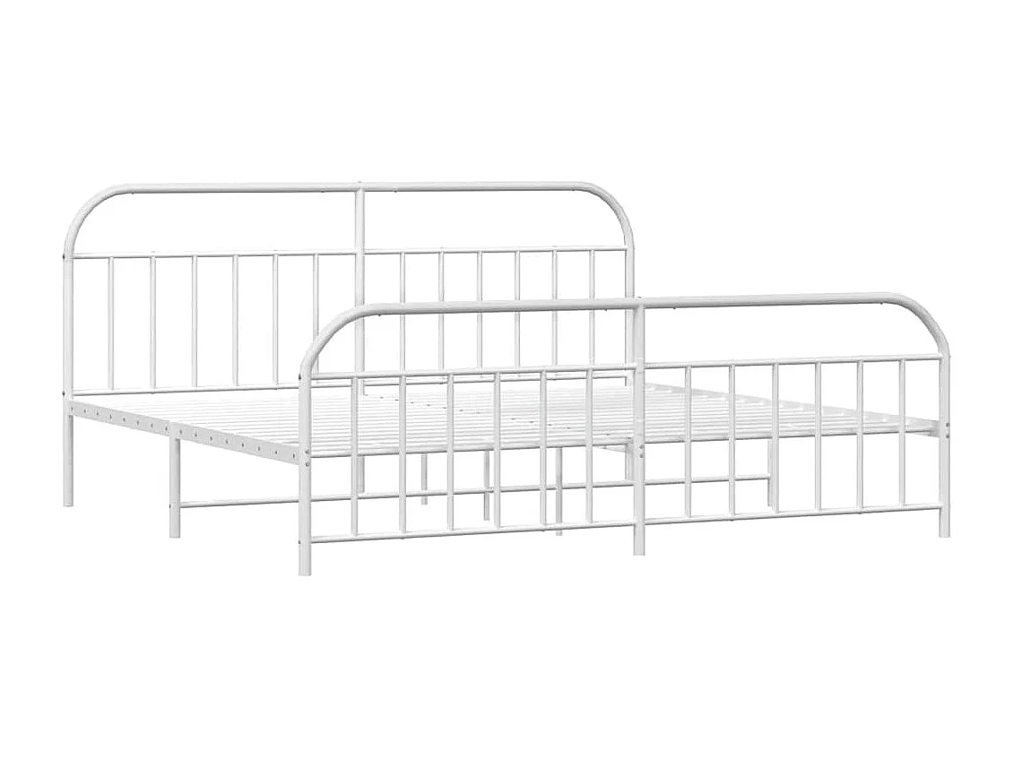Lit double | Lit adulte | Cadre de lit métal et pied de lit blanc 193x203 cm