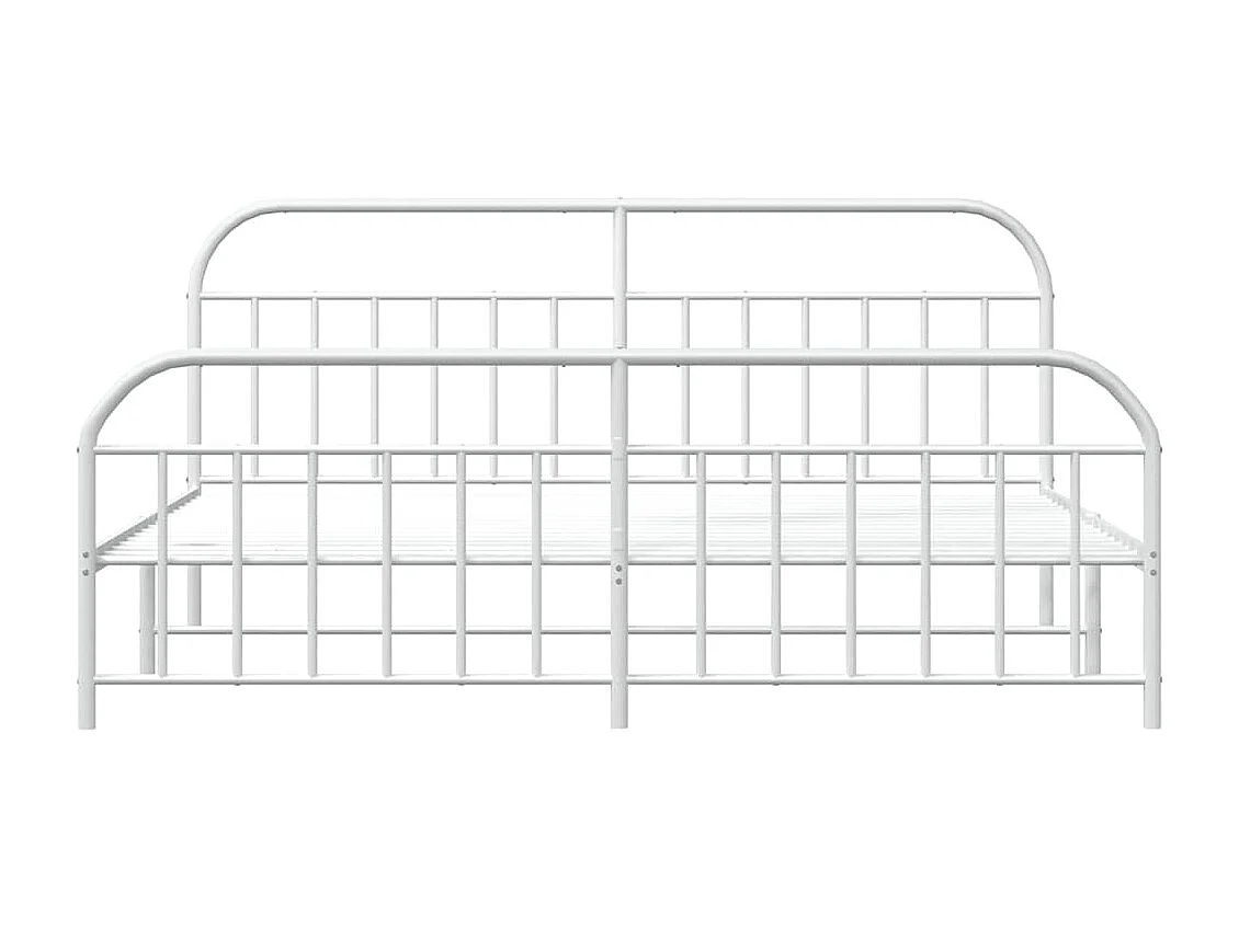 Lit double | Lit adulte | Cadre de lit métal et pied de lit blanc 193x203 cm