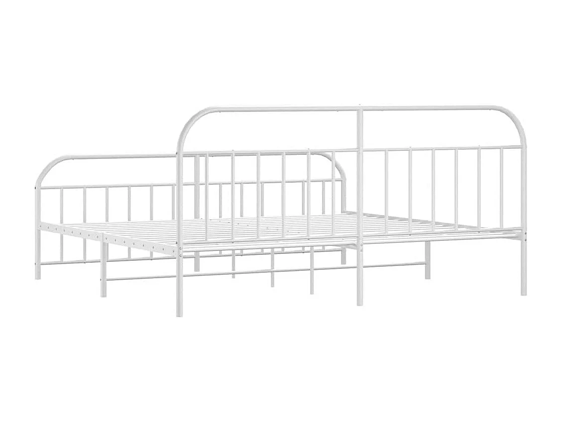 Lit double | Lit adulte | Cadre de lit métal et pied de lit blanc 193x203 cm