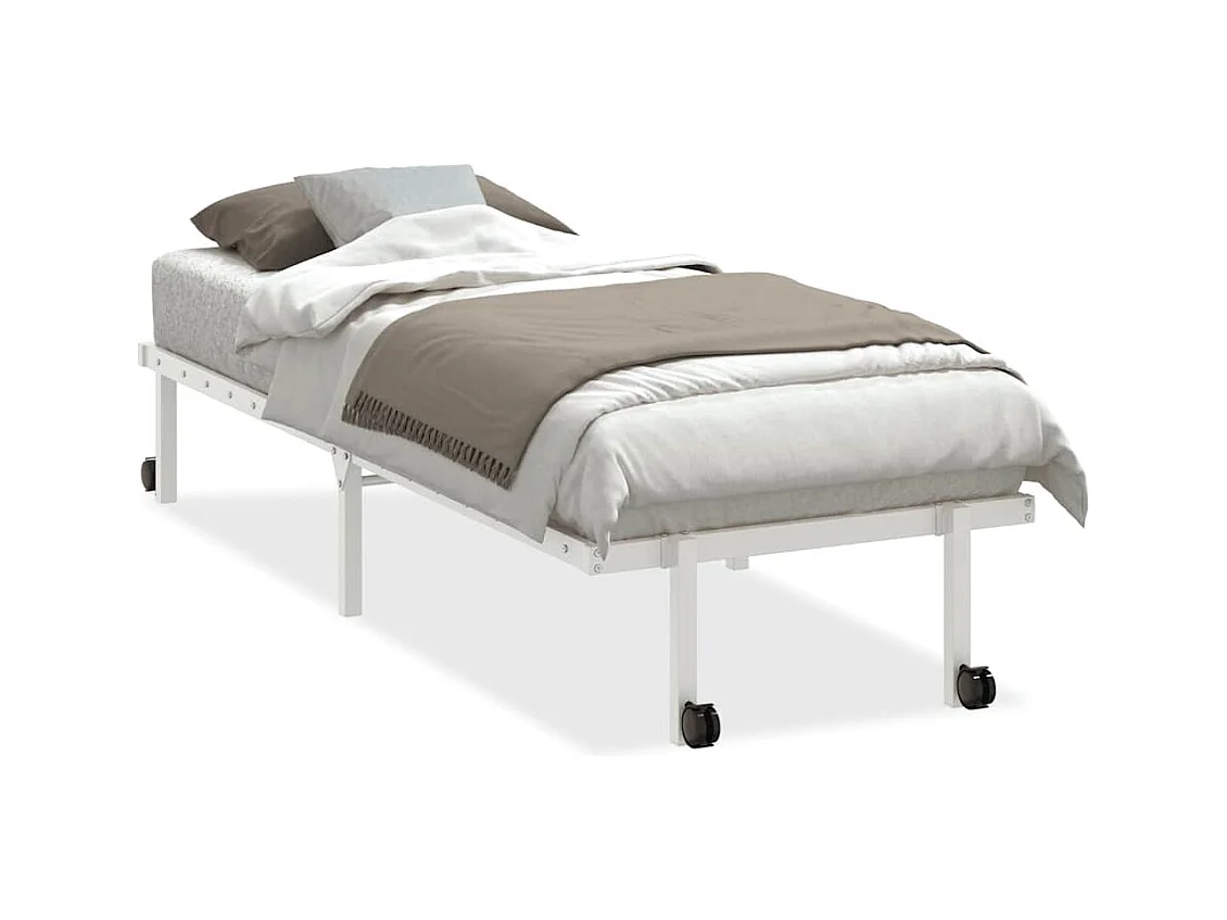 Letto per adulti | Letto singolo | Giroletto senza Materasso Pieghevole Bianco 75x190 cm Acciaio