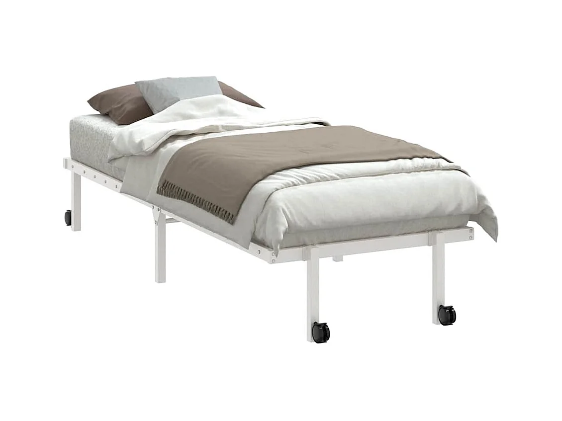 Letto per adulti | Letto singolo | Giroletto senza Materasso Pieghevole Bianco 75x190 cm Acciaio