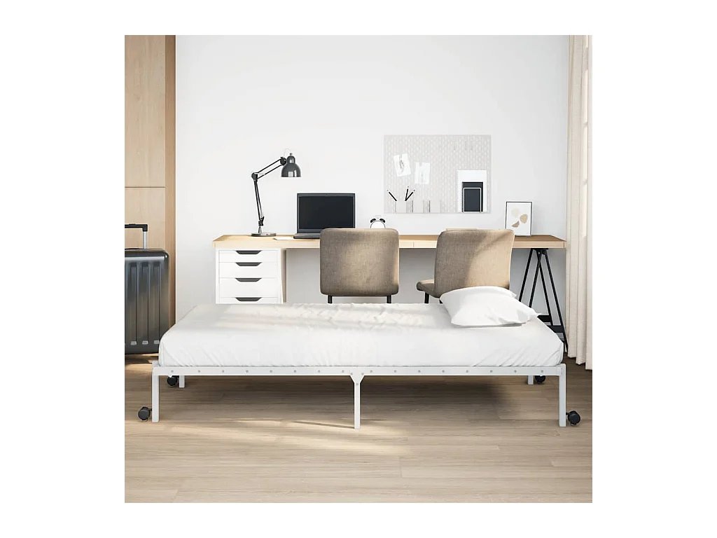 Letto per adulti | Letto singolo | Giroletto senza Materasso Pieghevole Bianco 75x190 cm Acciaio