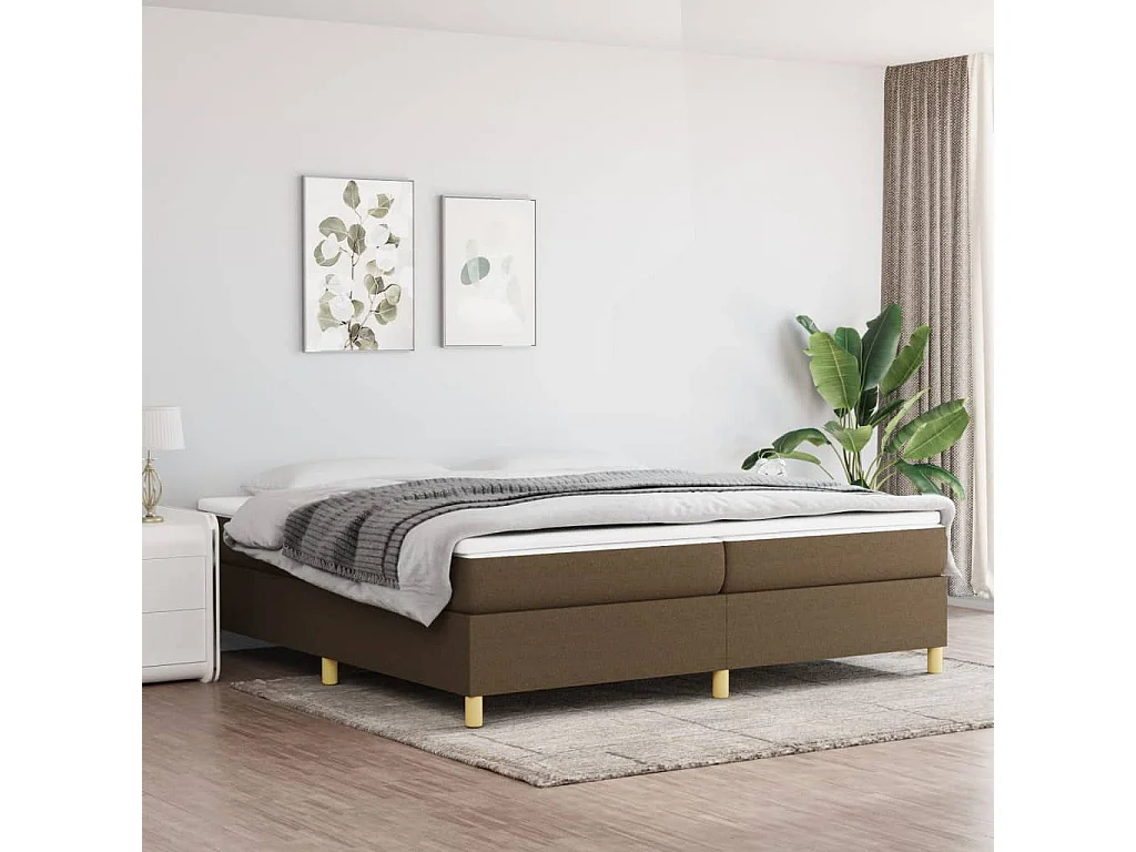 Lit double | Lit adulte | Cadre de lit marron foncé 200x200 cm tissu