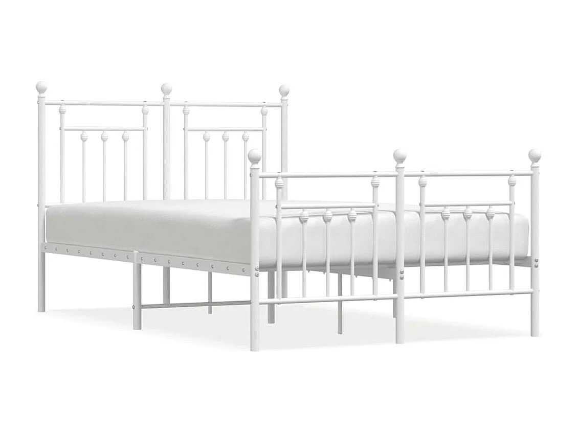 Lit simple | Lit adulte, enfant | Cadre de lit métal et pied de lit blanc 120x190 cm