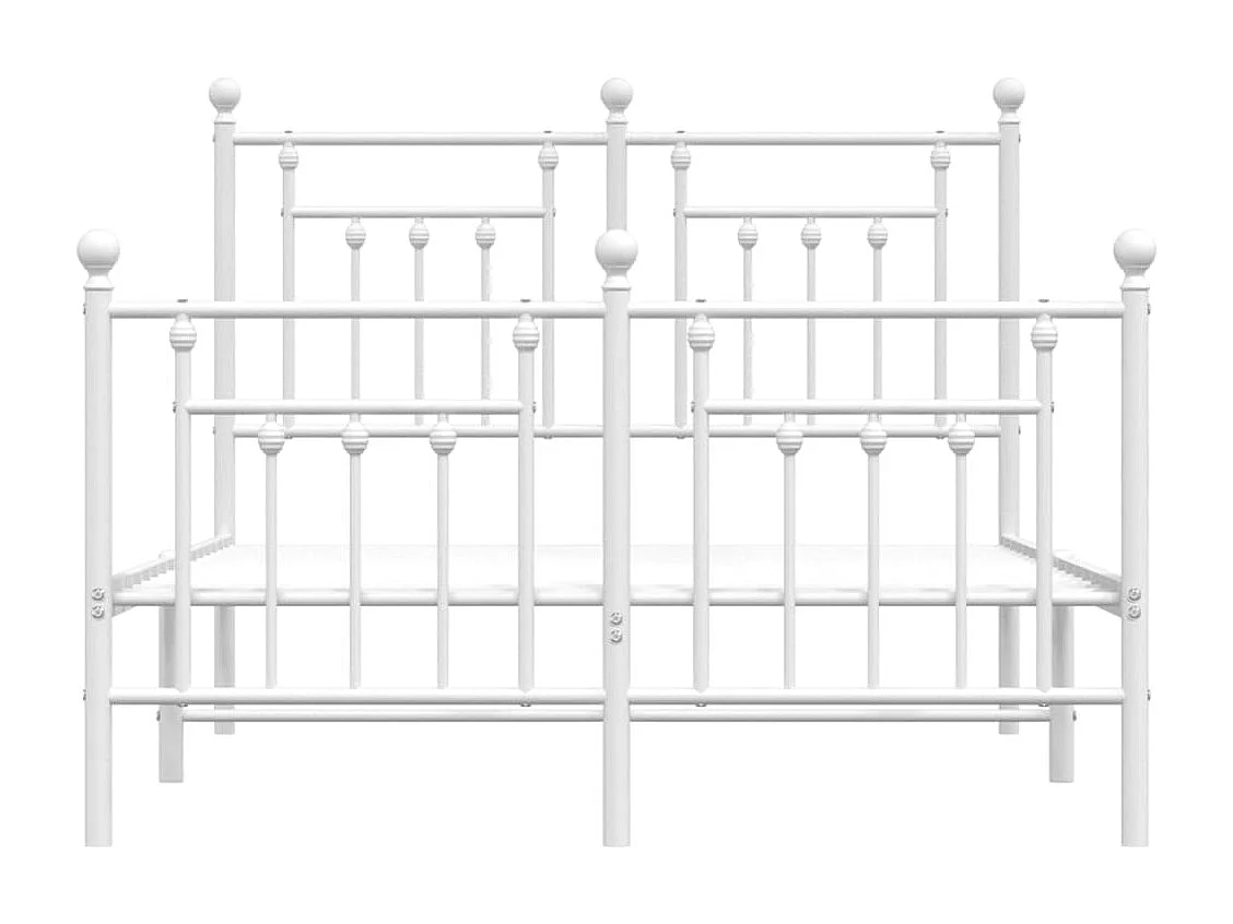 Lit simple | Lit adulte, enfant | Cadre de lit métal et pied de lit blanc 120x190 cm