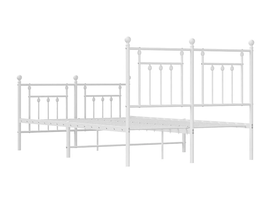 Lit simple | Lit adulte, enfant | Cadre de lit métal et pied de lit blanc 120x190 cm