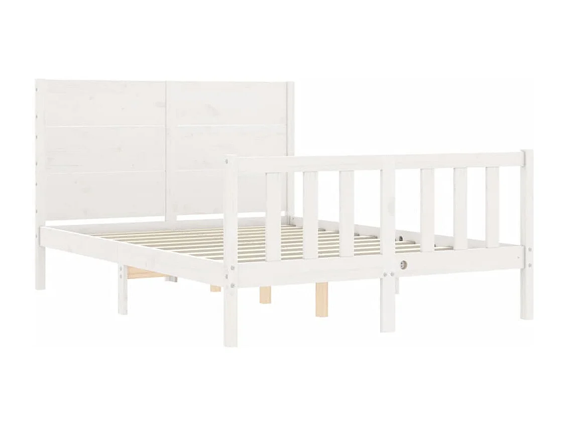 Lit double | Lit adulte | Cadre de lit blanc 140x200 cm bois de pin massif