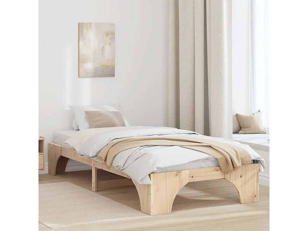 Lit simple | Lit adulte, enfant | Cadre de lit 100x200 cm en bois de pin massif