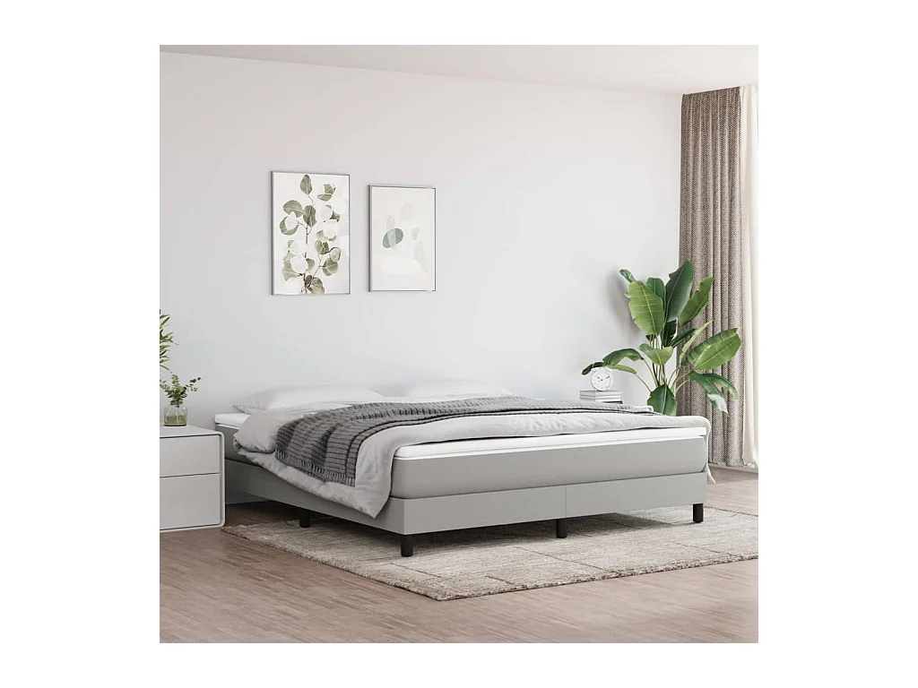 Lit double | Lit adulte | Cadre de lit gris clair 180x200 cm tissu