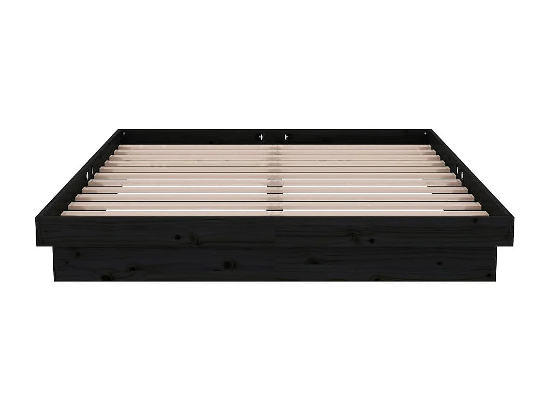 Lit double | Lit adulte | Cadre de lit noir bois massif 135x190 cm