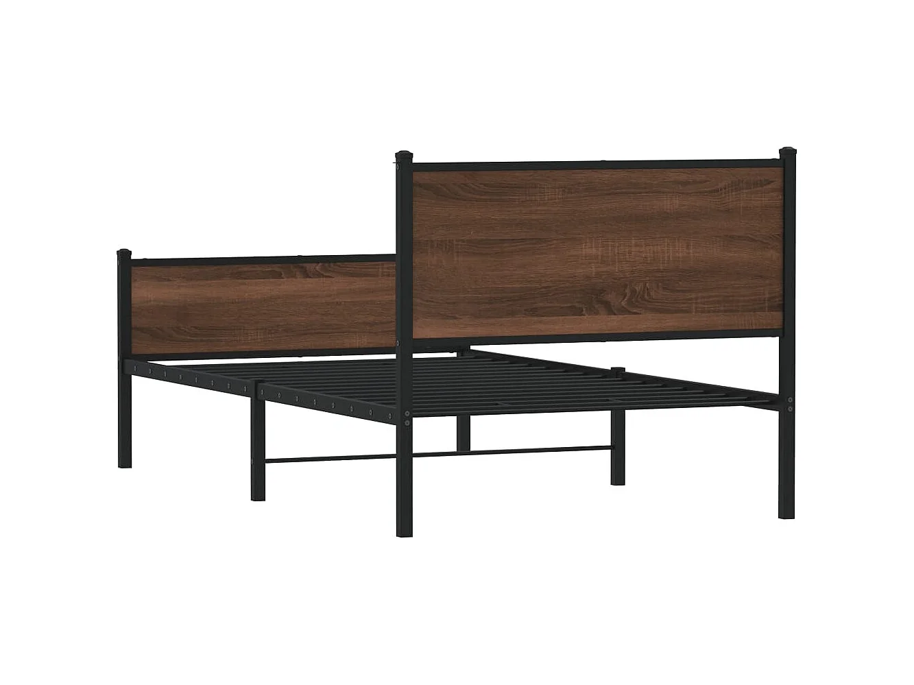 Lit simple | Lit adulte, enfant | Cadre de lit en métal chêne marron 100x200 cm