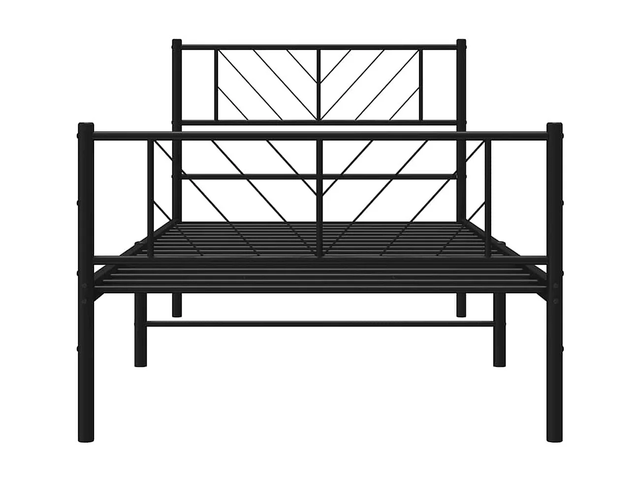Lit simple | Lit adulte, enfant | Cadre de lit métal avec pied de lit noir 100x190cm