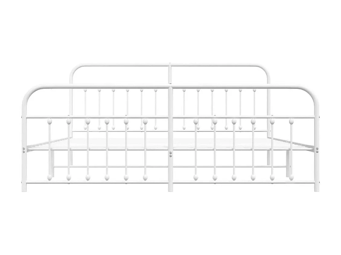 Lit double | Lit adulte | Cadre de lit métal et pied de lit blanc 200x200 cm