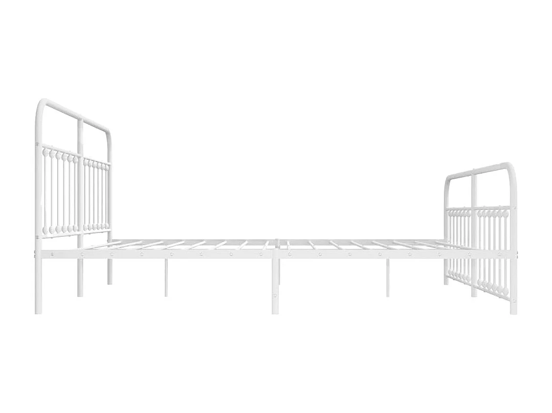 Lit double | Lit adulte | Cadre de lit métal et pied de lit blanc 200x200 cm